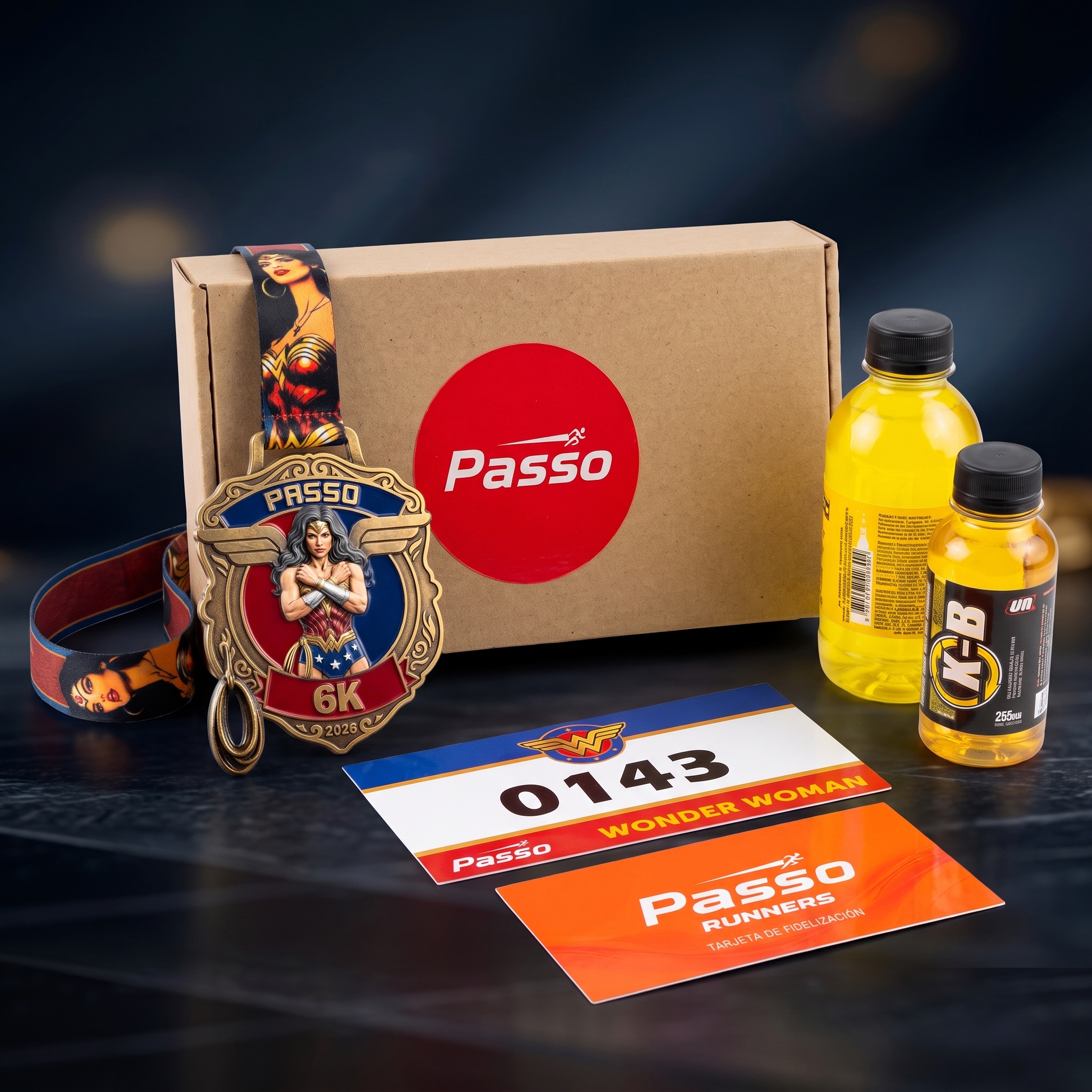 Kit Mujer Maravilla 6K Passo Runners desempacado